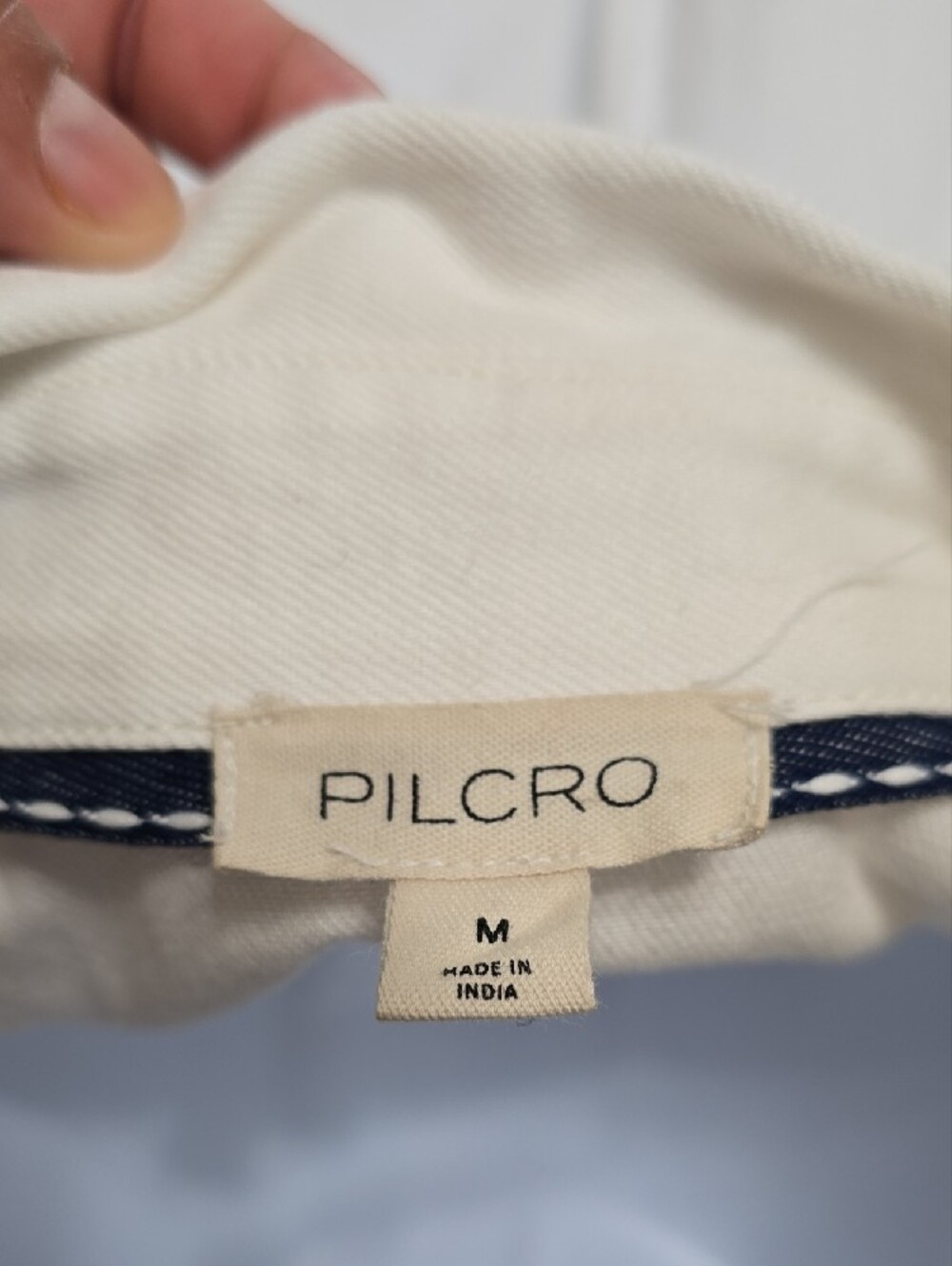 Pilcro White Shirt with Navy Stitch Detailing - Picture 2 of 9